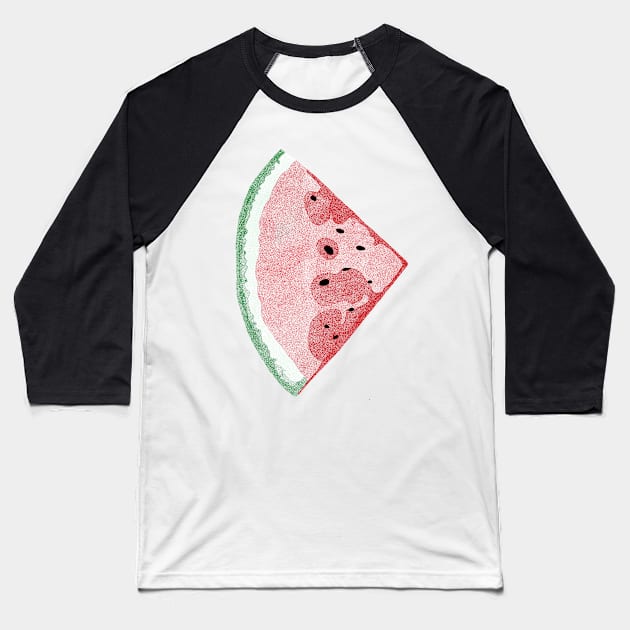 Watermelon Illustration Baseball T-Shirt by MickeyEdwards